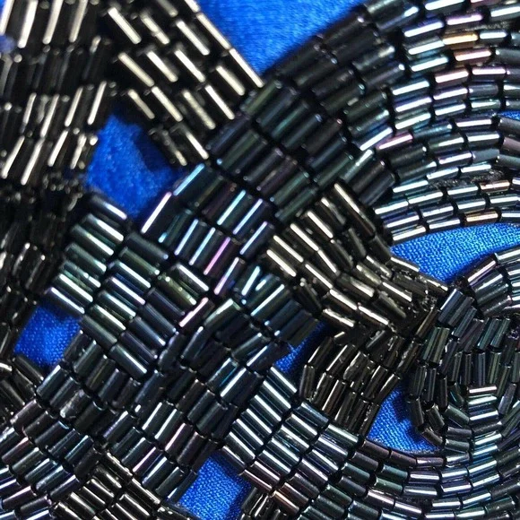 L Rothschild Vintage Jumpsuit Royal Blue Beaded Embellished Belted - Picture 3 of 11